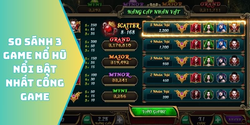So sánh 3 game nổ hũ nổi bật nhất cổng game